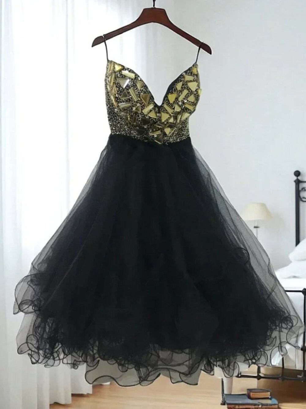 Night Moves Jewled Babydoll Formal Prom Dress Black Size 2